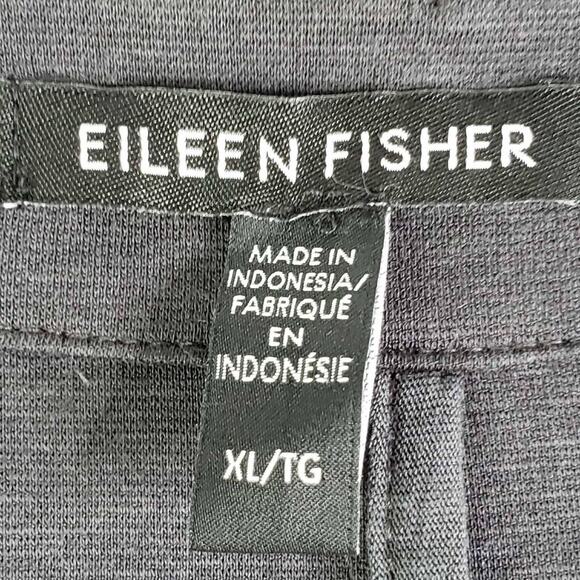 Eileen Fisher Jacket Blazer Full Zip Collarless Black Size XL Pockets - Picture 5 of 8